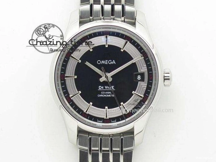 0513 Planet Ocean Master Chrono SS OM 1:1 Best Edition Black Dial On SS Bracelet A9900 V Fashionable 8113